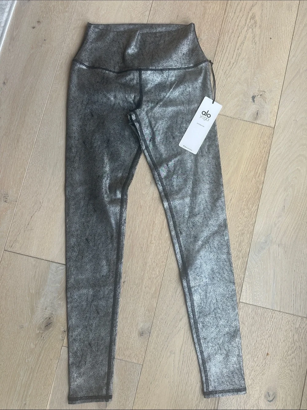 ALO Yoga Metallic Gunmetal High-Rise Leggings